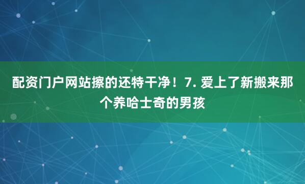 配资门户网站擦的还特干净！7. 爱上了新搬来那个养哈士奇的男孩